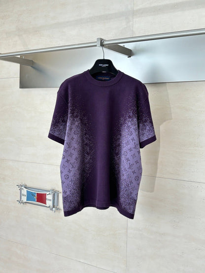 260106 New high-quality gradient jacquard knitted T-shirt