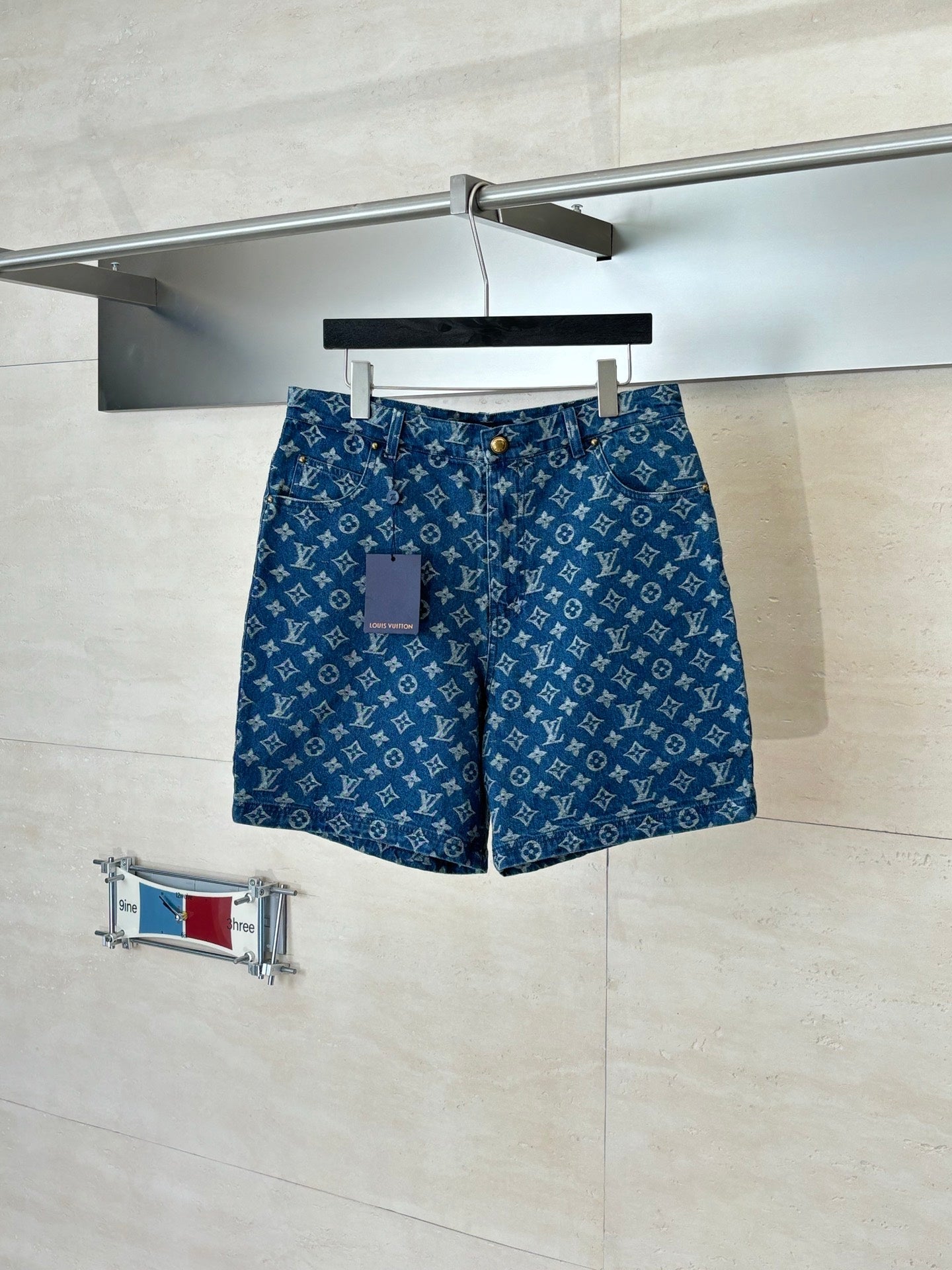 260106 New high-quality gradient bleached full-printed jacquard denim shorts