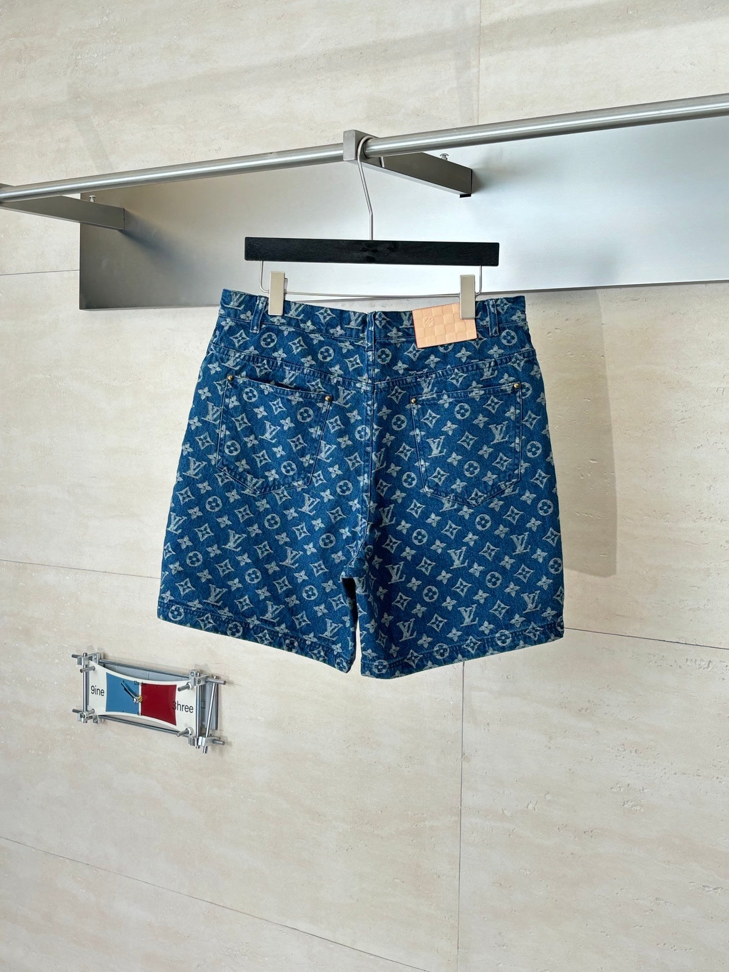260106 New high-quality gradient bleached full-printed jacquard denim shorts
