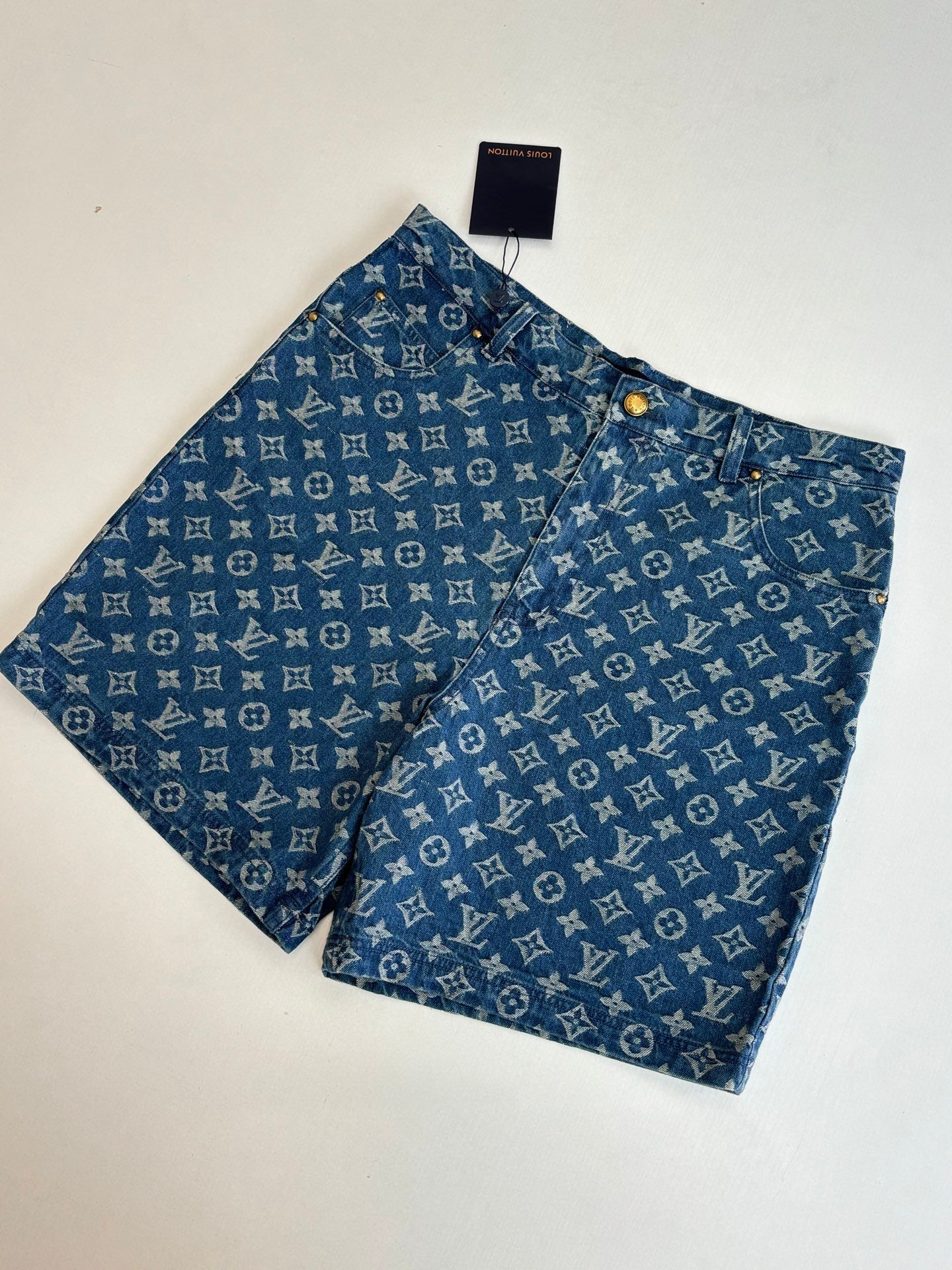 260106 New high-quality gradient bleached full-printed jacquard denim shorts