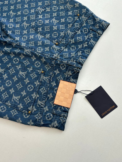 260106 New high-quality gradient bleached full-printed jacquard denim shorts