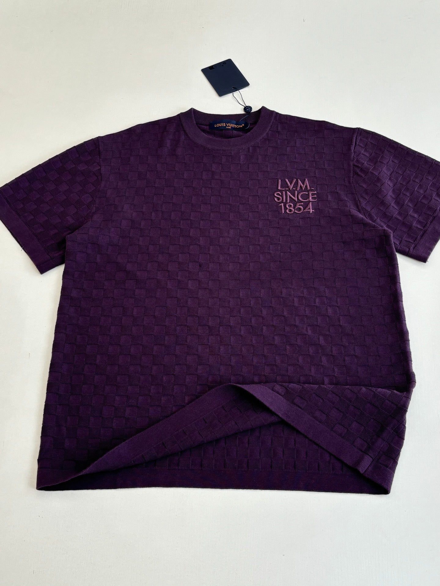260106 New high-quality checkered 1854 embroidered cotton knitted T-shirt
