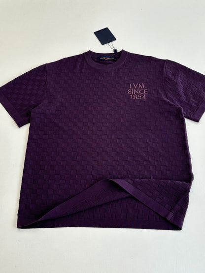 260106 New high-quality checkered 1854 embroidered cotton knitted T-shirt
