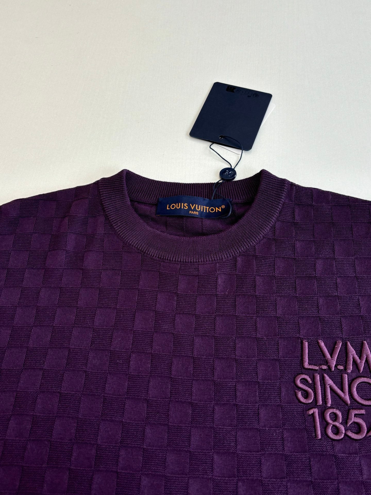 260106 New high-quality checkered 1854 embroidered cotton knitted T-shirt