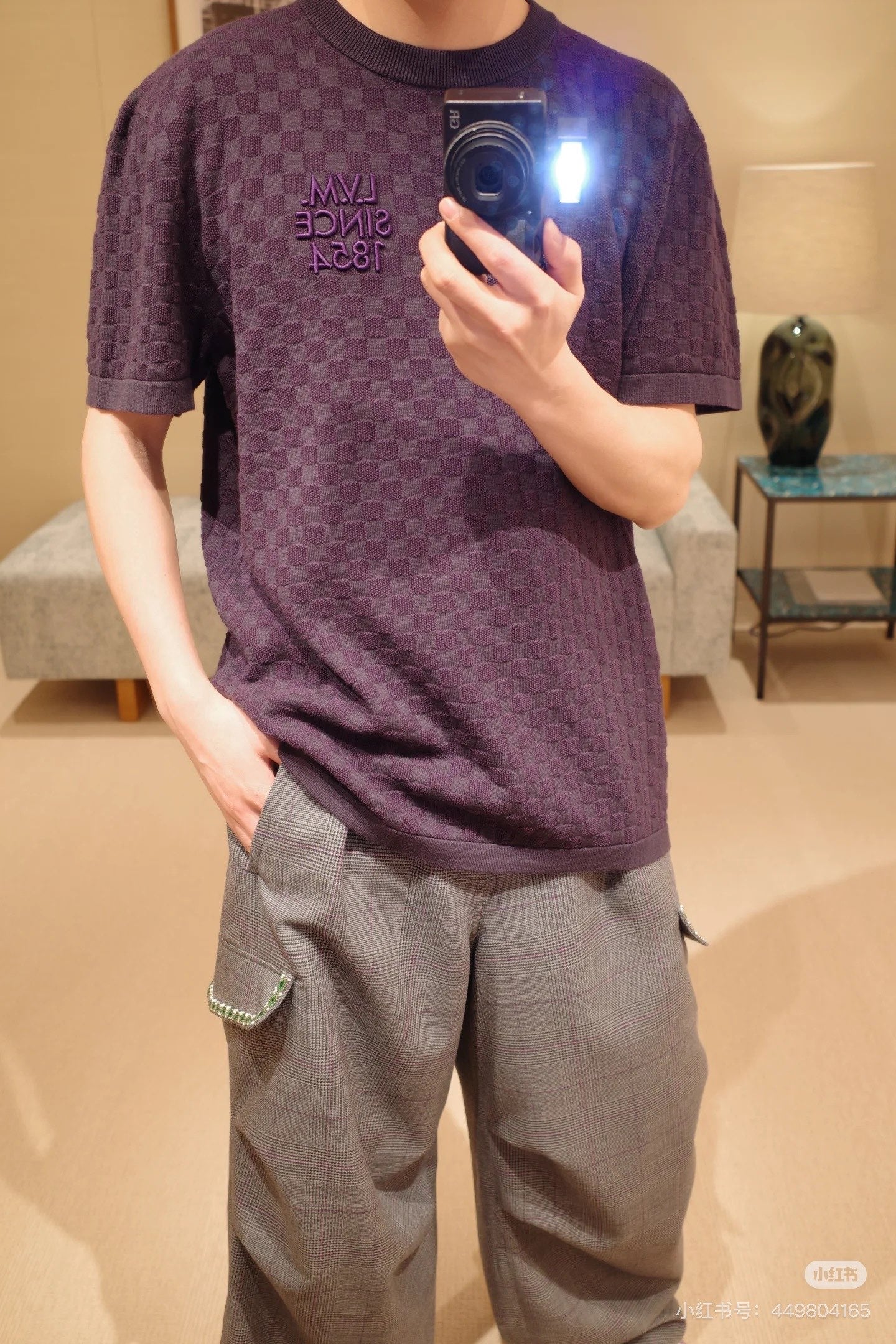 260106 New high-quality checkered 1854 embroidered cotton knitted T-shirt