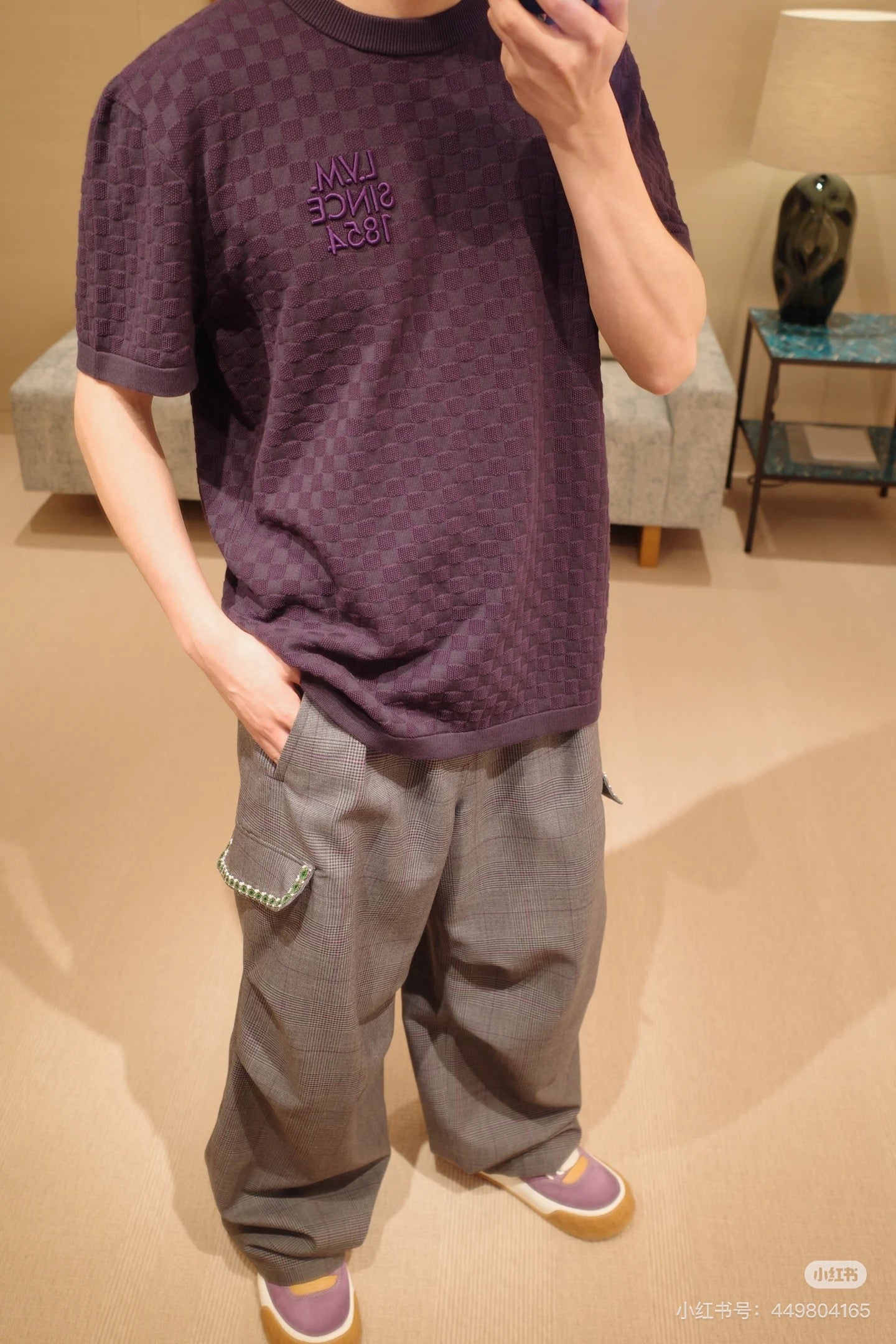 260106 New high-quality checkered 1854 embroidered cotton knitted T-shirt