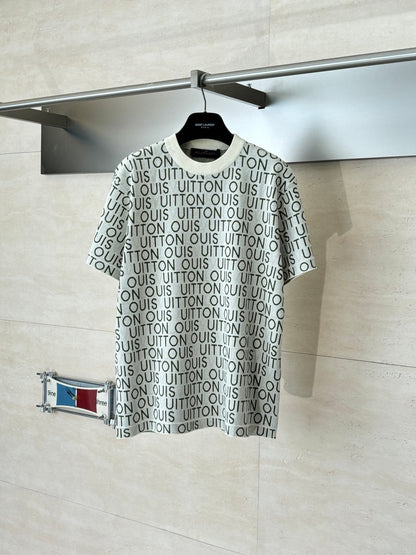 260106 New high-quality full-printed jacquard cotton knitted T-shirt