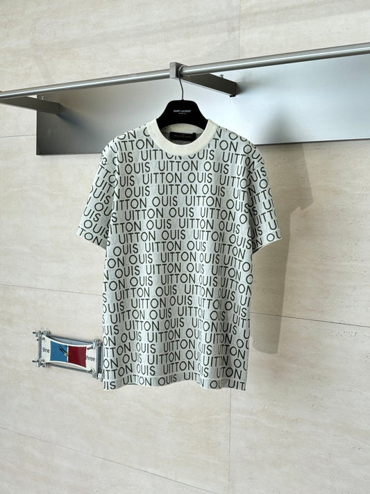 260106 New high-quality full-printed jacquard cotton knitted T-shirt