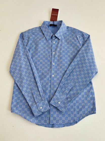 260106New high-quality full-printed jacquard cotton lapel long-sleeved shirt