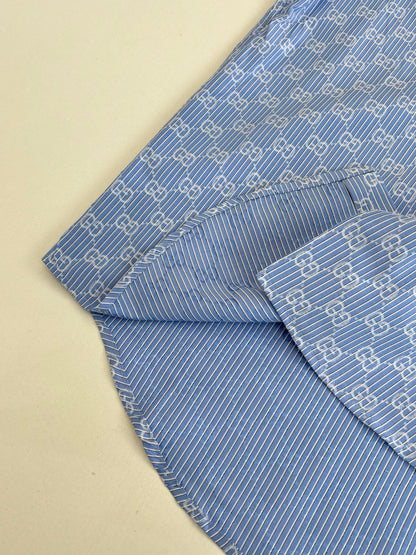 260106New high-quality full-printed jacquard cotton lapel long-sleeved shirt