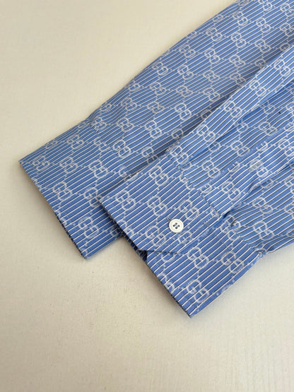 260106New high-quality full-printed jacquard cotton lapel long-sleeved shirt
