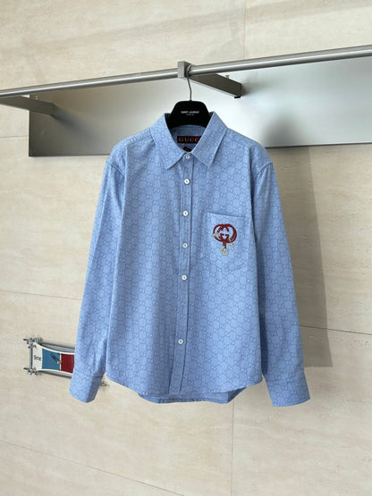 260106 new high-quality long-sleeved shirt with full-print equestrian sports embroidery