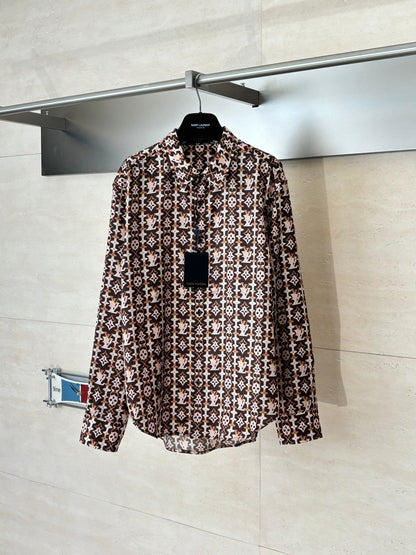 260106 New high-quality patterned printed long-sleeved mulberry silk long-sleeved shirt
