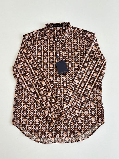 260106 New high-quality patterned printed long-sleeved mulberry silk long-sleeved shirt