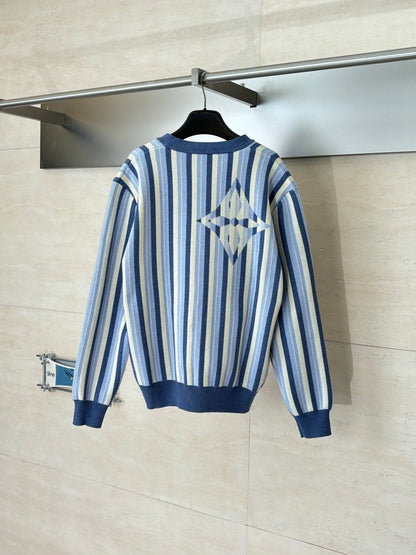 260106 new high-quality striped jacquard single-breasted knitted cardigan