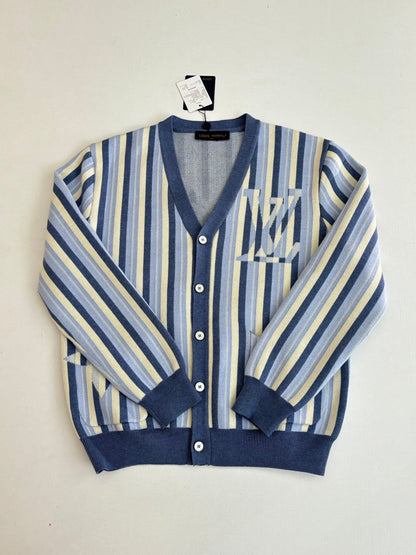 260106 new high-quality striped jacquard single-breasted knitted cardigan