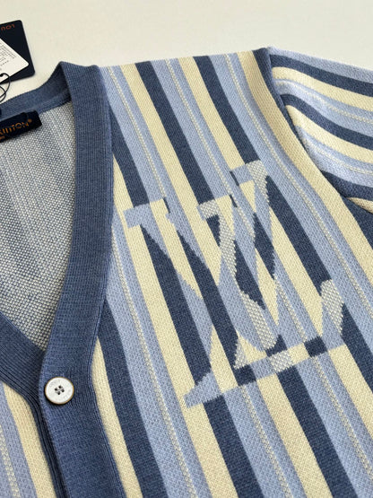 260106 new high-quality striped jacquard single-breasted knitted cardigan