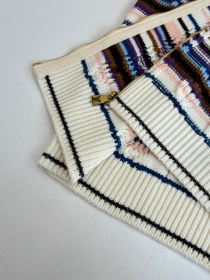 260106 new high-quality striped tweed color-blocking knitted zipper jacket