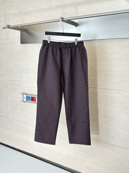 260106 New high-quality full-printed jacquard checkered casual suit trousers
