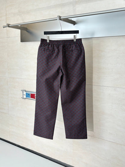 260106 New high-quality full-printed jacquard checkered casual suit trousers