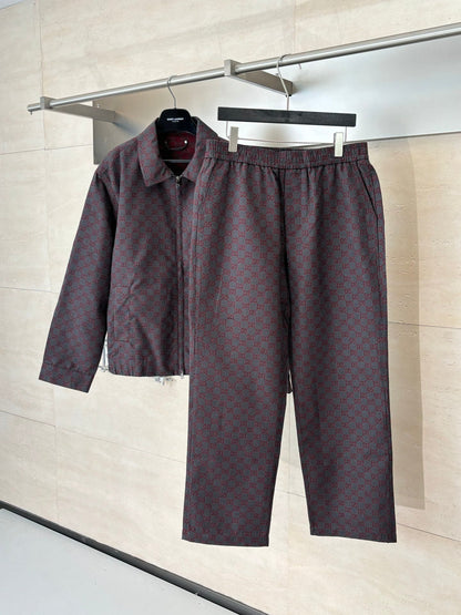 260106 New high-quality full-printed jacquard checkered casual suit trousers
