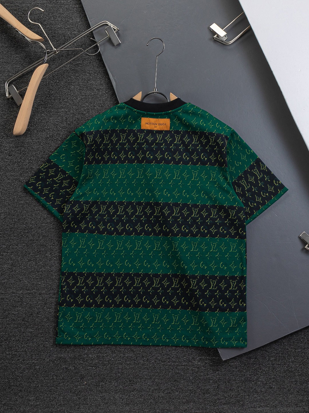 260106 new high-quality full-body color-blocking jacquard striped T-shirt