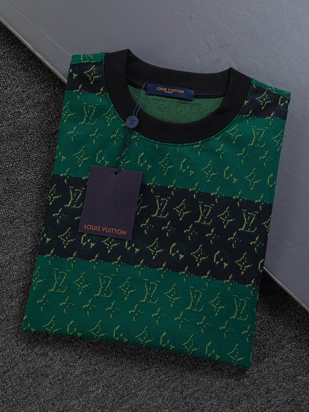 260106 new high-quality full-body color-blocking jacquard striped T-shirt