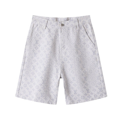 260113 New high-quality washed full-print denim shorts
