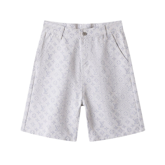 260113 New high-quality washed full-print denim shorts
