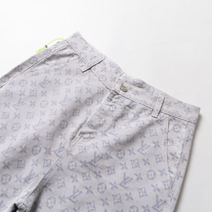 260113 New high-quality washed full-print denim shorts