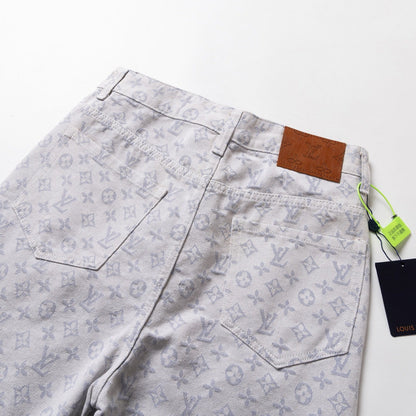 260113 New high-quality washed full-print denim shorts