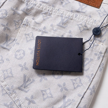 260113 New high-quality washed full-print denim shorts