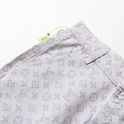 260113 New high-quality washed full-print denim shorts