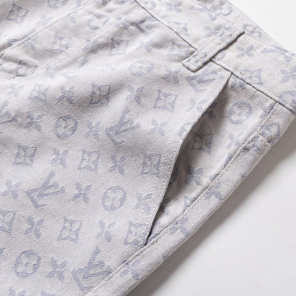 260113 New high-quality washed full-print denim shorts
