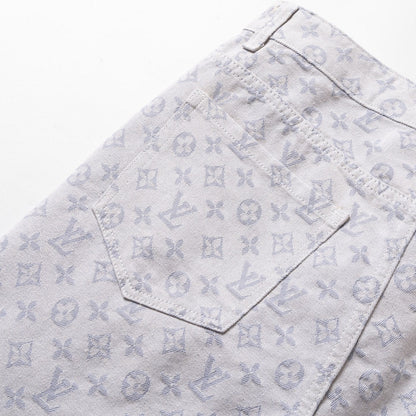 260113 New high-quality washed full-print denim shorts