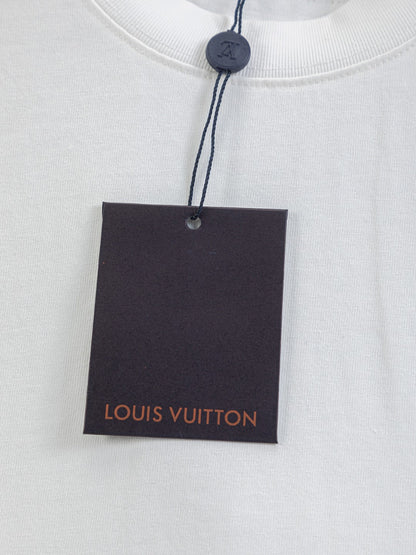 260113 New high-quality distressed same-color patchwork embroidered T-shirt