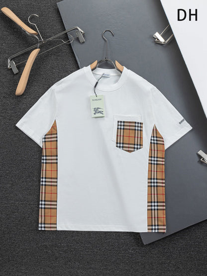 260113 New high-quality side-striped patchwork T-shirt