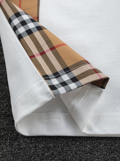 260113 New high-quality side-striped patchwork T-shirt