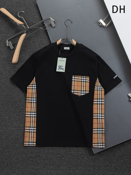 260113 New high-quality side-striped patchwork T-shirt