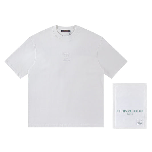 260113 New high-quality solid-color embroidered T-shirt
