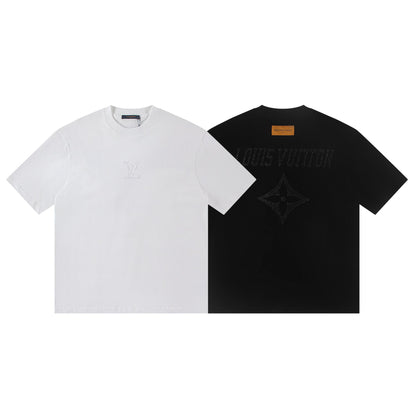 260113 New high-quality solid-color embroidered T-shirt