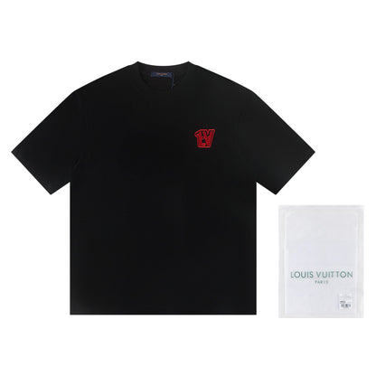 260113 New high-quality color-block embroidered T-shirt