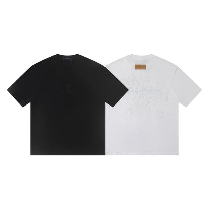 260113 New high-quality matching-color patch embroidery T-shirt
