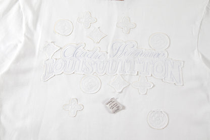 260113 New high-quality matching-color patch embroidery T-shirt