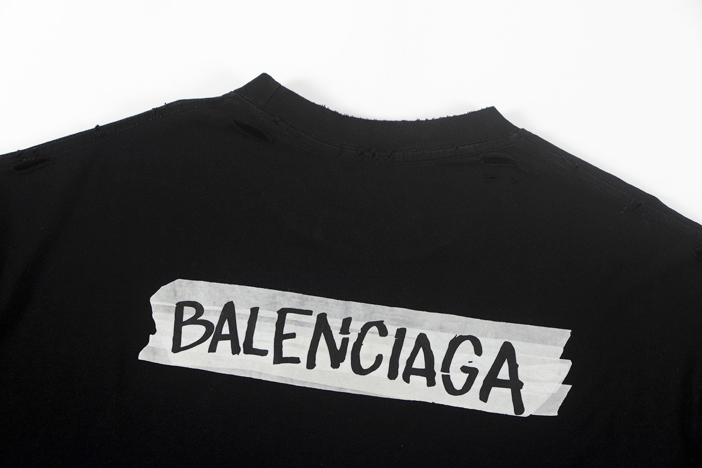 260113 New high-quality classic tape distressed letter T-shirt