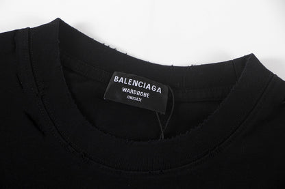 260113 New high-quality classic tape distressed letter T-shirt