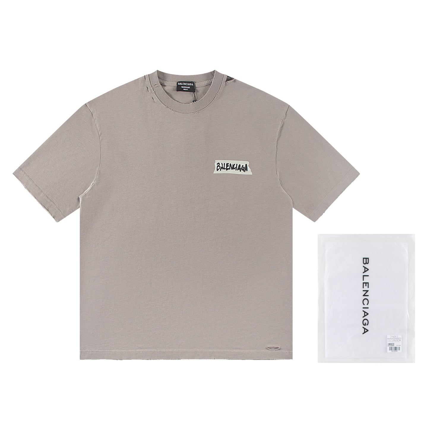 260113 New high-quality classic tape distressed letter T-shirt