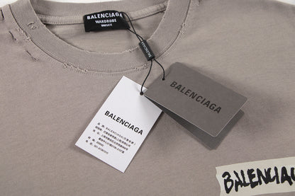 260113 New high-quality classic tape distressed letter T-shirt