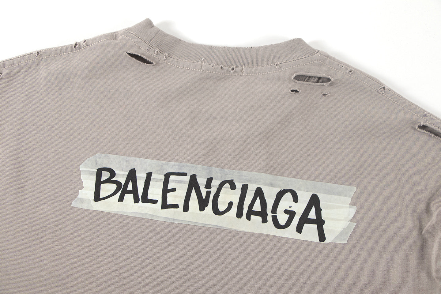 260113 New high-quality classic tape distressed letter T-shirt
