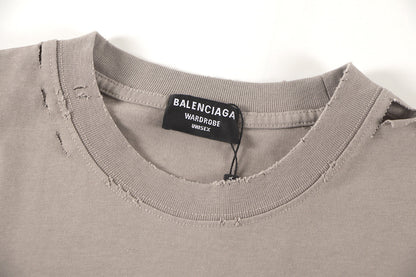 260113 New high-quality classic tape distressed letter T-shirt